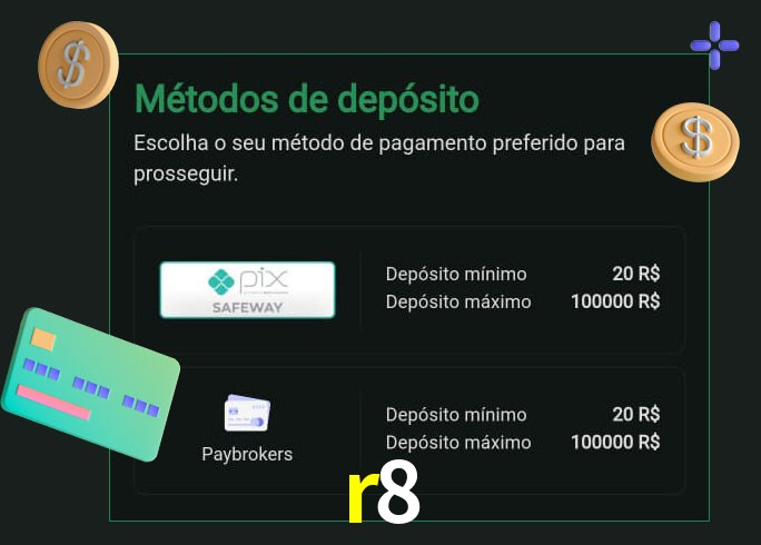 O cassino r8 oferece uma grande variedade de métodos de pagamento